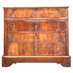 Vintage Boho Flame Mahogany Marble Top Chest of Drawers