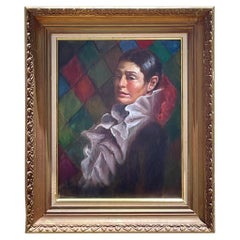 Vintage Boho Flamenco Dancer Portrait Oil on Canvas Painting