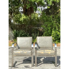 Vintage Boho Flat Bar Chrome Lounge Chairs - After Ralph Lauren - A Pair