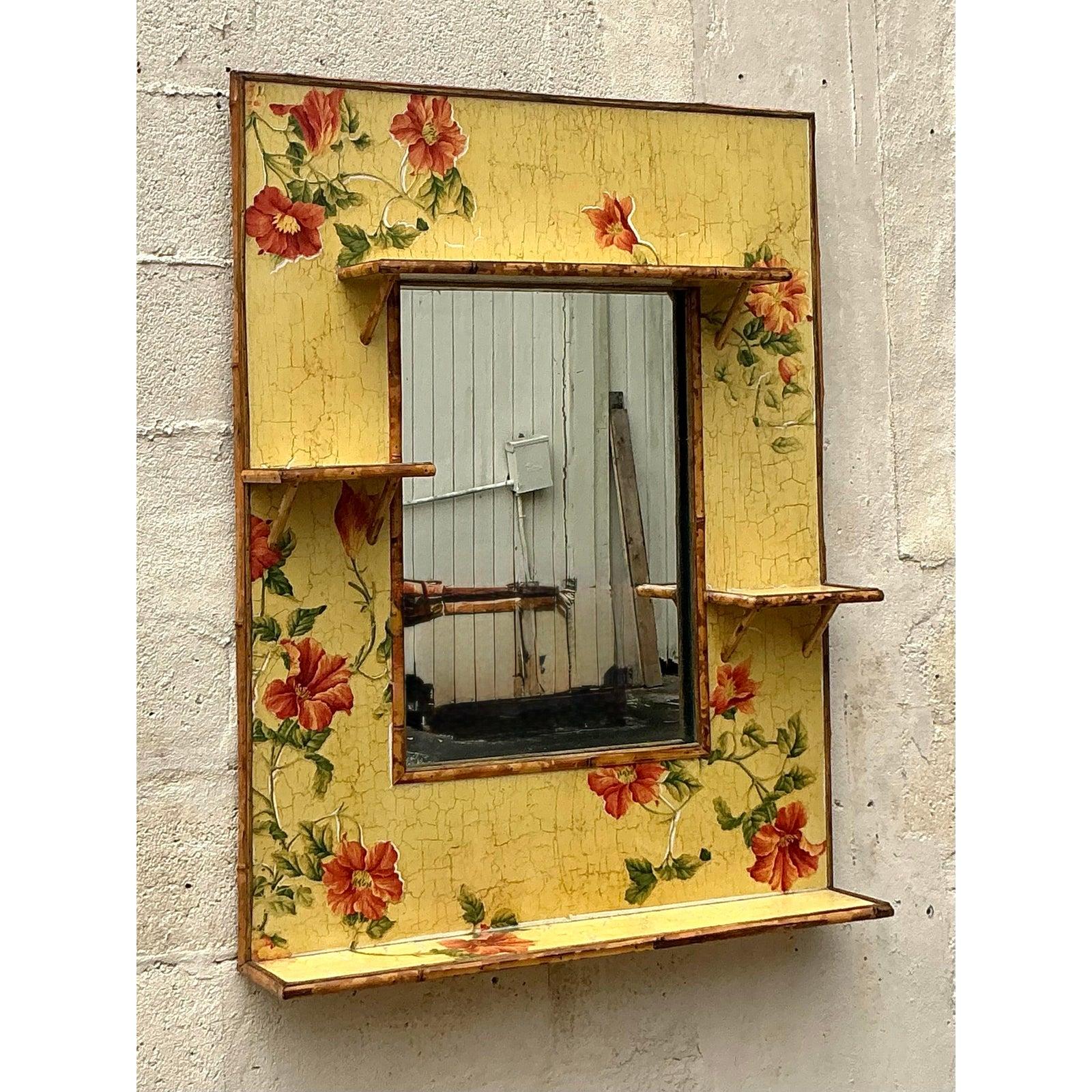Miroir floral flottant boho vintage en vente 1