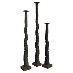 Vintage Boho Floor Candle Stands Trio