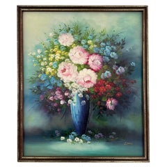 Vintage Boho Floral Botanic Oil on Canvas