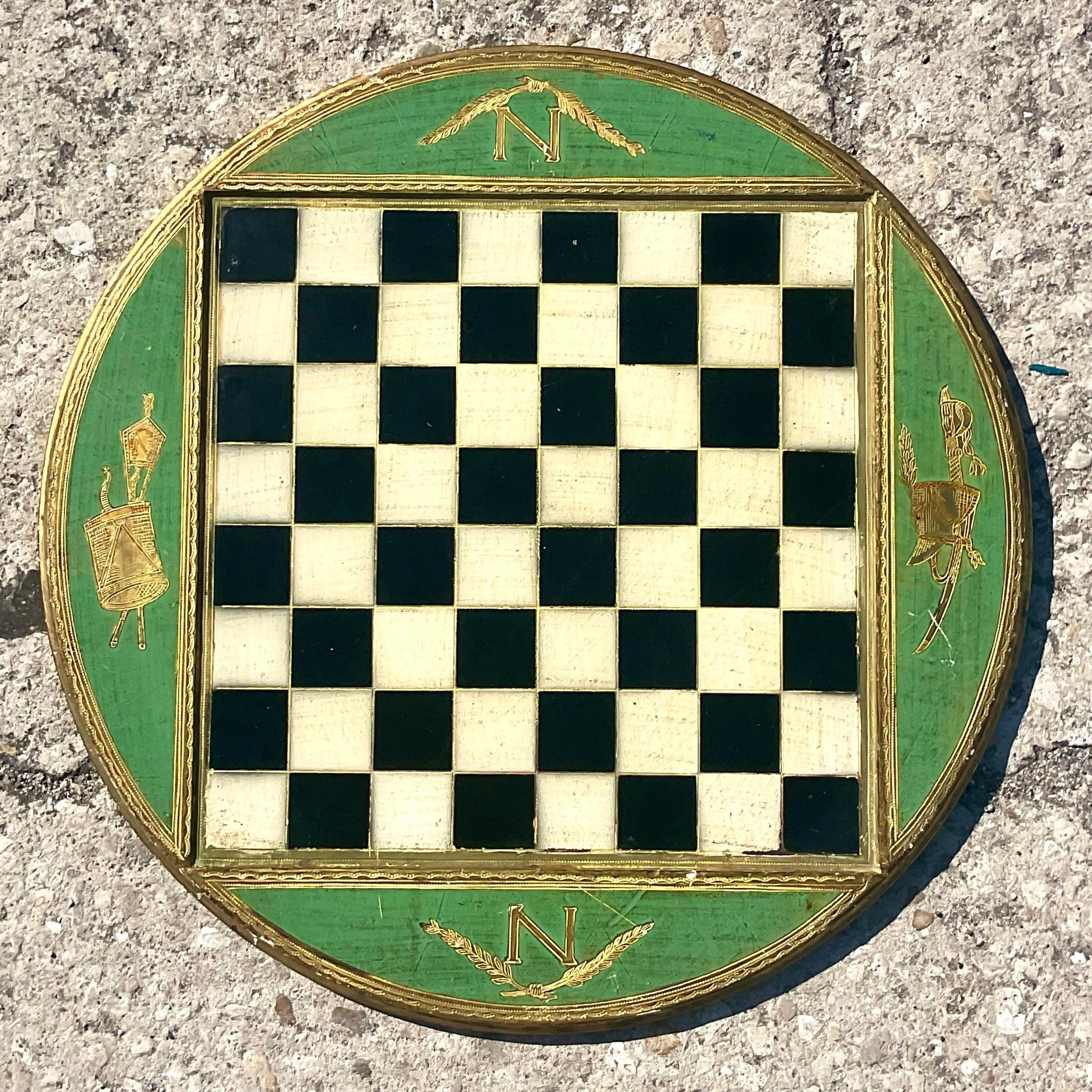 Bohemian Vintage Boho Florentine Gilt Embossed Checkerboard For Sale