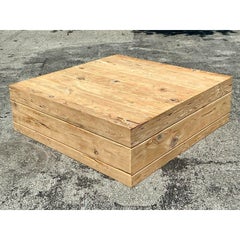 Vintage Boho Florida Pecky Cypress Coffee Table