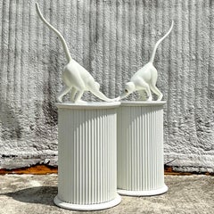 Vintage Boho Fluted Column Pedestals - a Pair