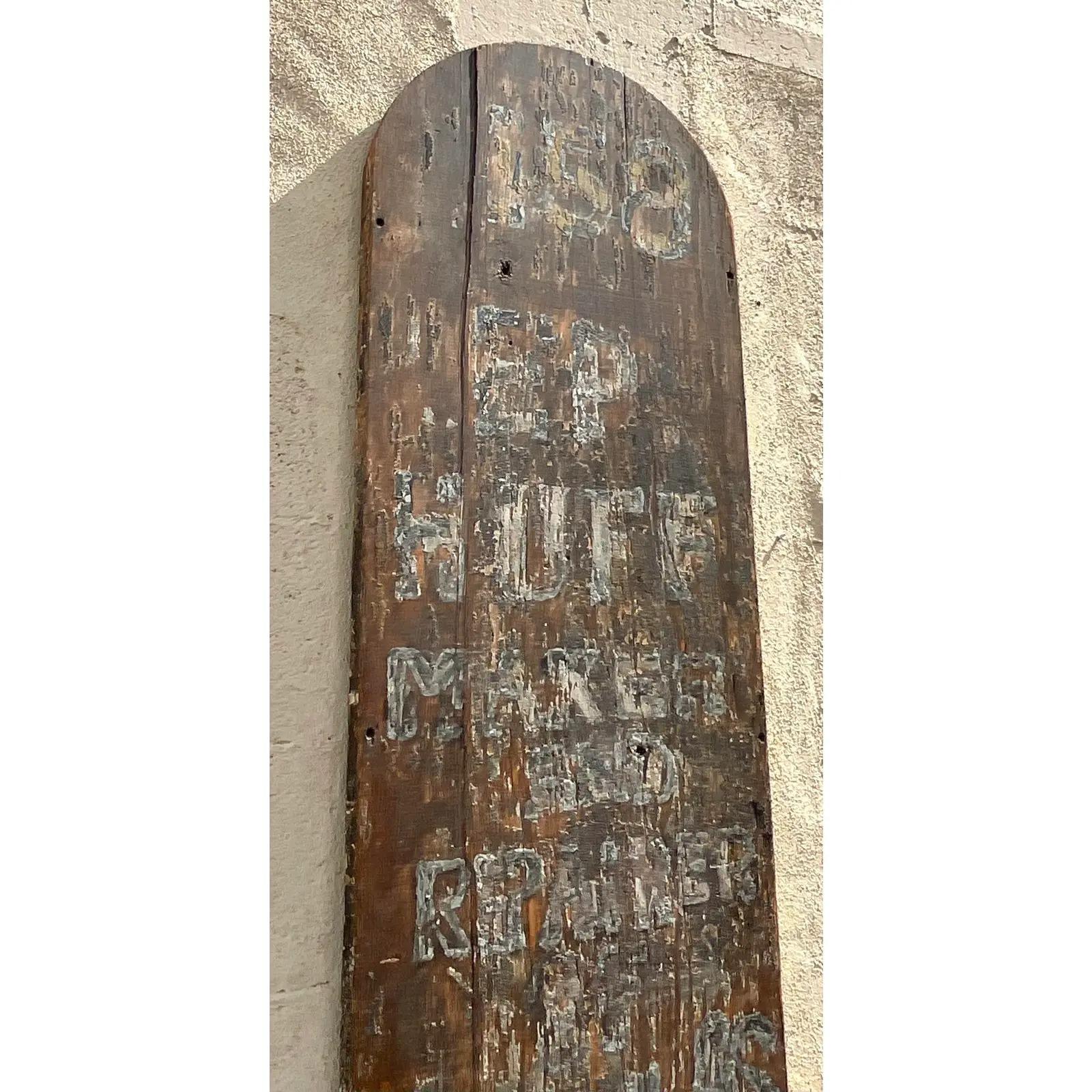 Vintage Boho Folk Art Blade Sign In Good Condition For Sale In west palm beach, FL