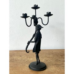 Vintage Boho Forged Iron Candelabras - Set of 2