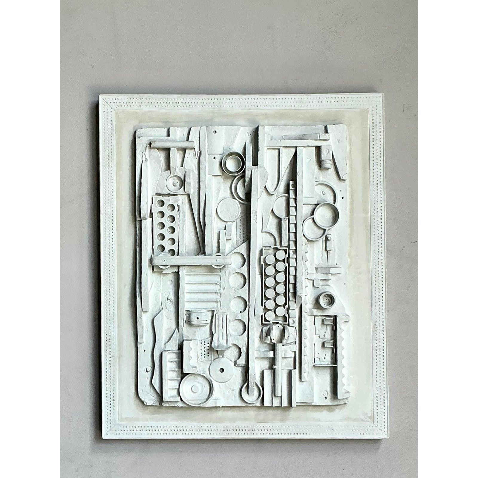 Vintage Boho Fundstück Wandskulptur (Gips) im Angebot