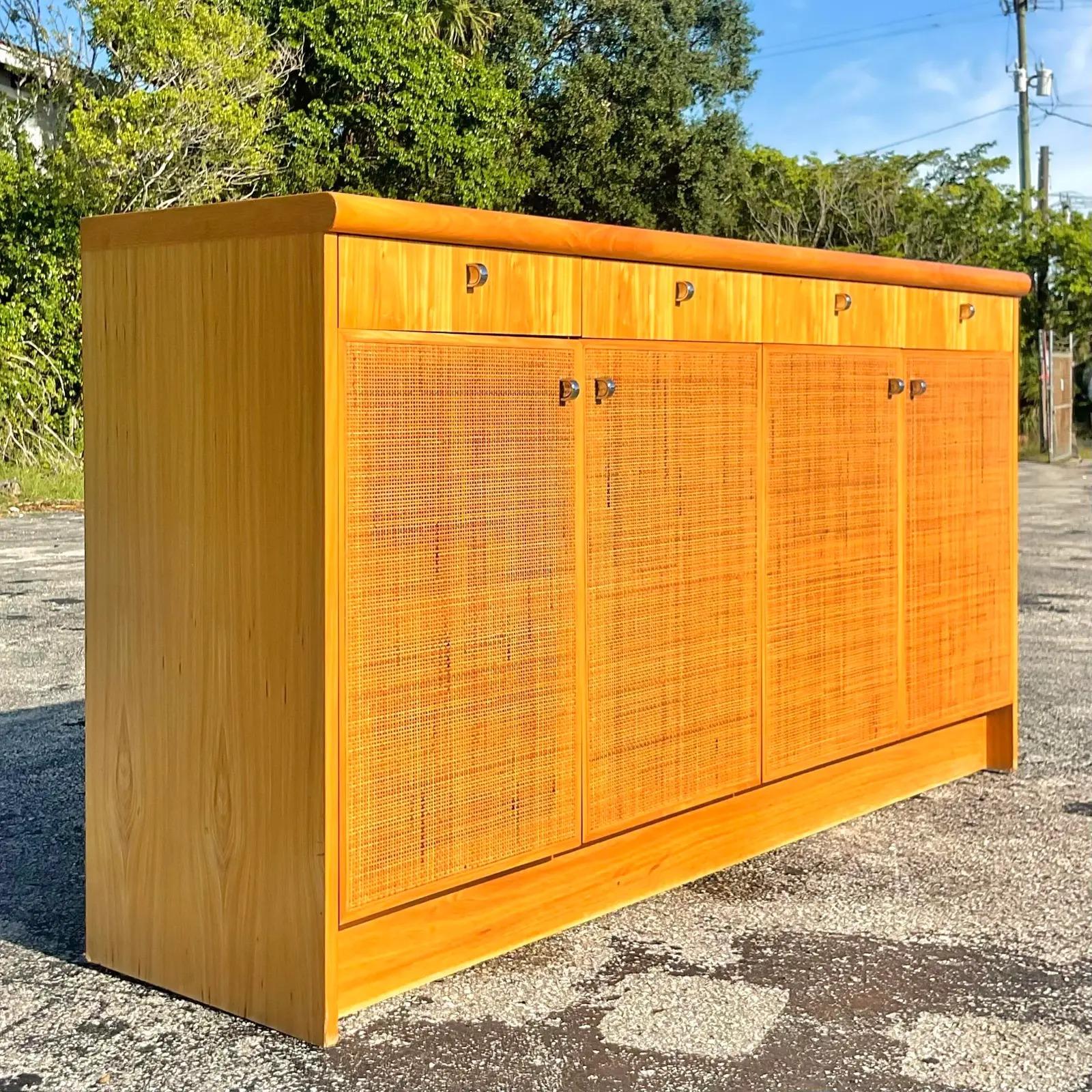 Vintage Boho Founders Grasscloth Credenza 5