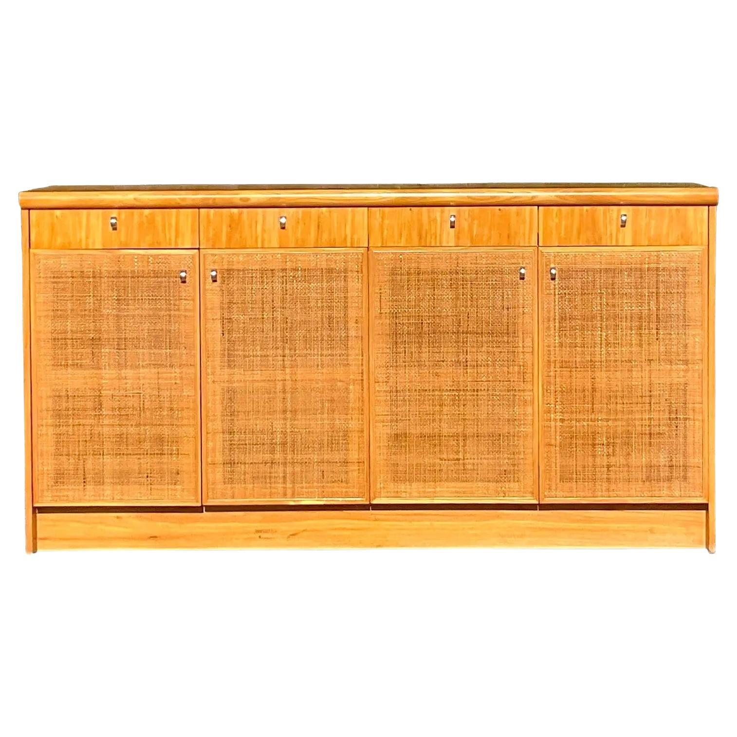 Vintage Boho Founders Grasscloth Credenza