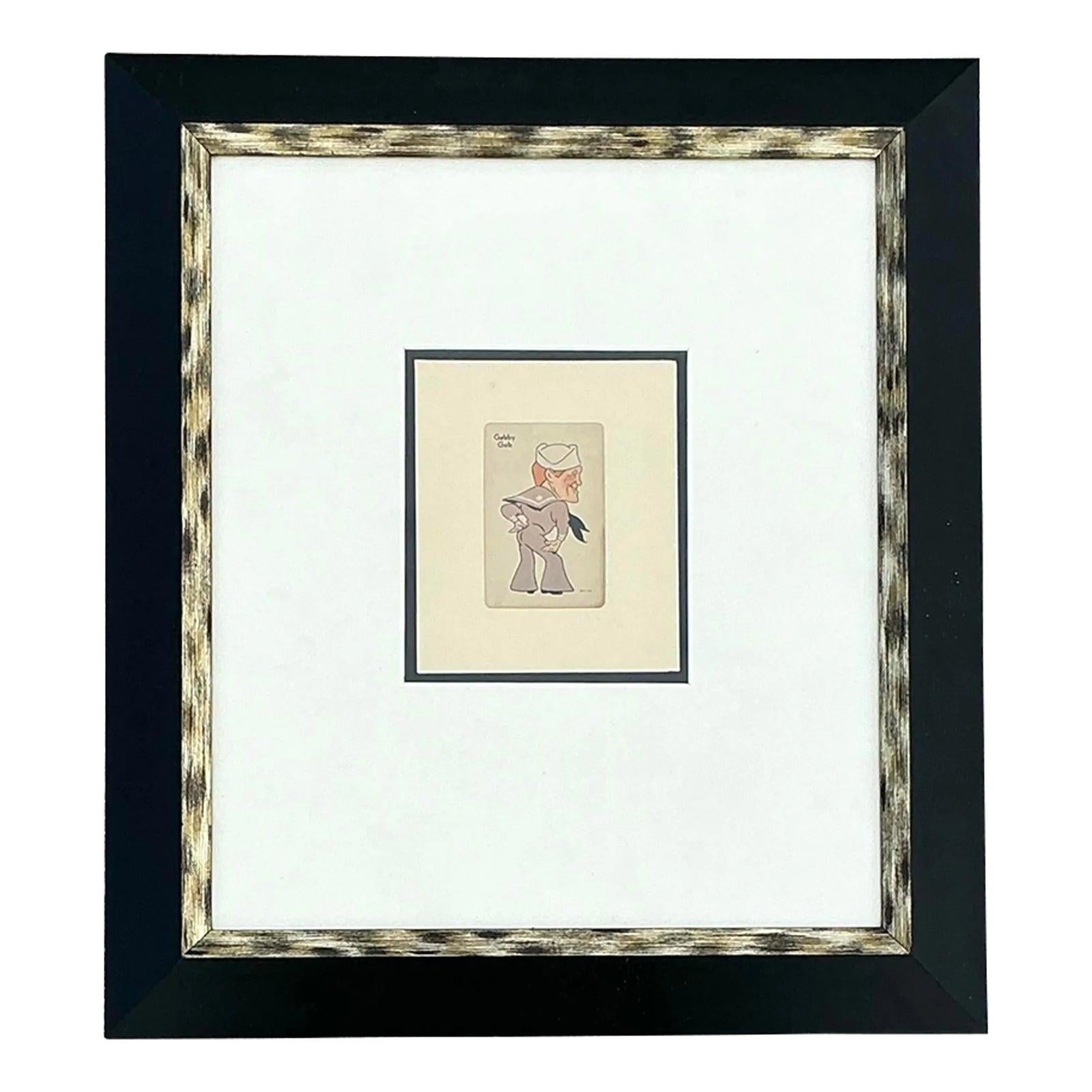 Ajoutez une touche de charme nostalgique à votre espace avec cette carte à jouer vieille fille Vintage Boho encadrée 1938. Cette pièce unique présente une carte originale de l'édition 1938 du jeu classique Old Maid, soigneusement conservée et