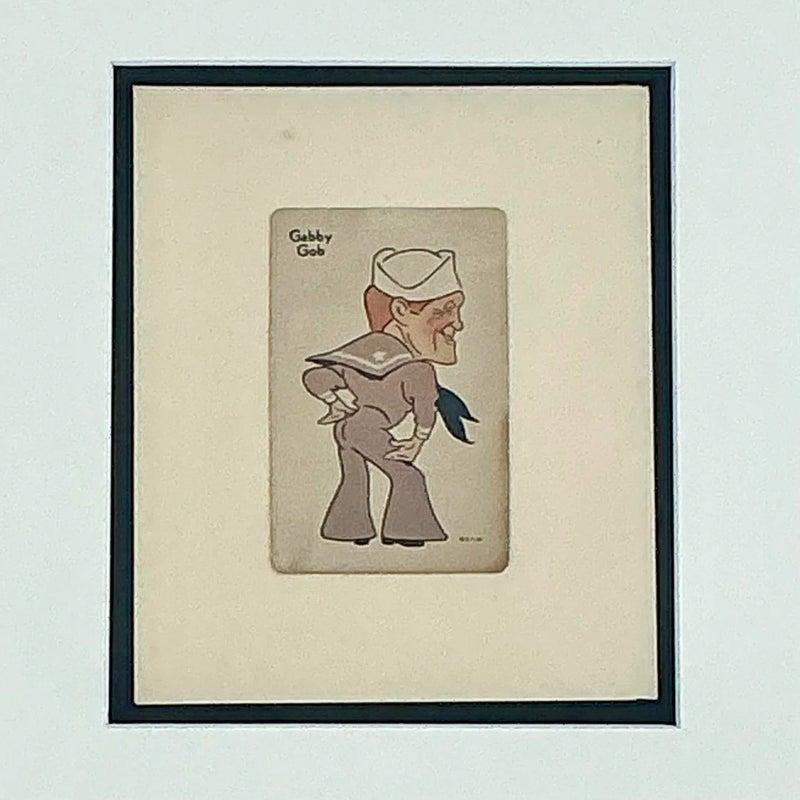 Vieille fille jouant de cartes vintage Boho encadrée 1938 en vente 1