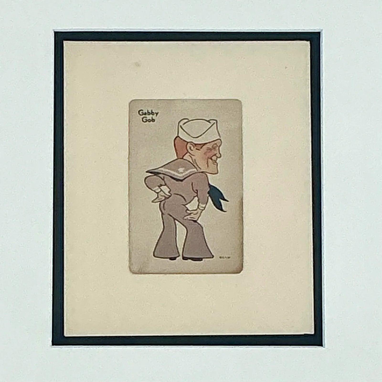 Vieille fille jouant de cartes vintage Boho encadrée 1938 en vente 2