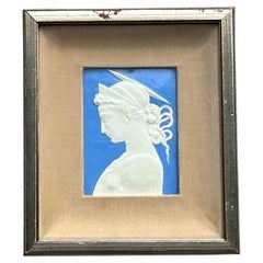 Relieve de perfil cerámico con marco boho vintage