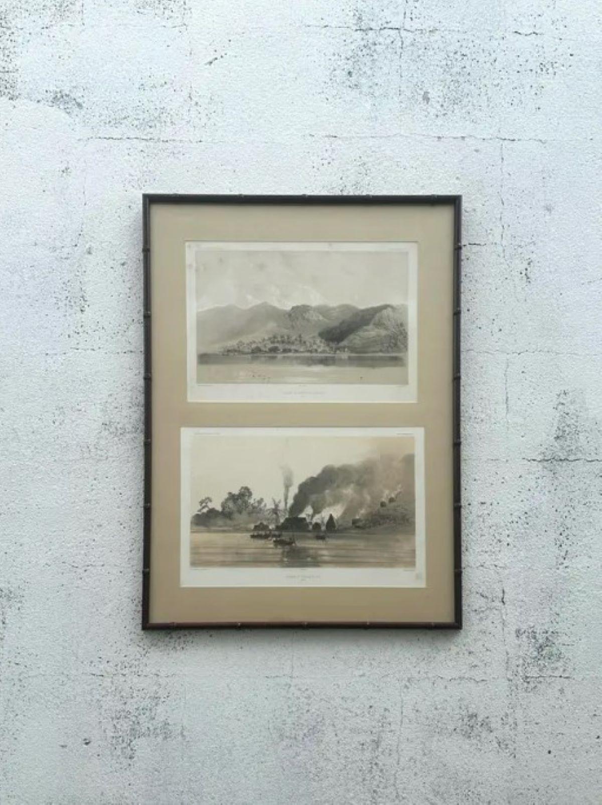 Nordamericano Litografia di paesaggi con cornice Vintage By in vendita