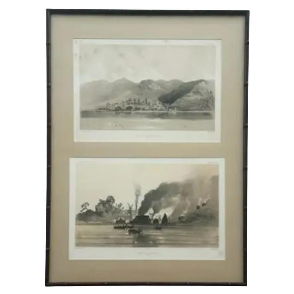 Litografia di paesaggi con cornice Vintage By