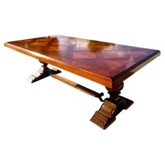 Table de ferme vintage Boho Francesco Molon avec incrustation