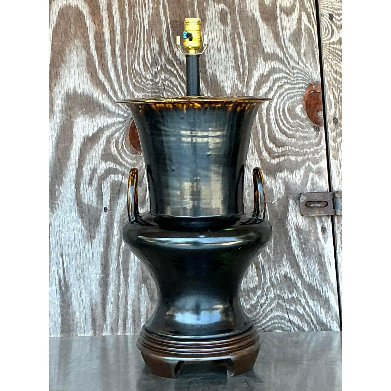 Hollywood Regency Lampe vintage Boho Frederick Cooper en céramique émaillée en vente