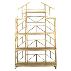 Vintage Boho French Bamboo Etagere