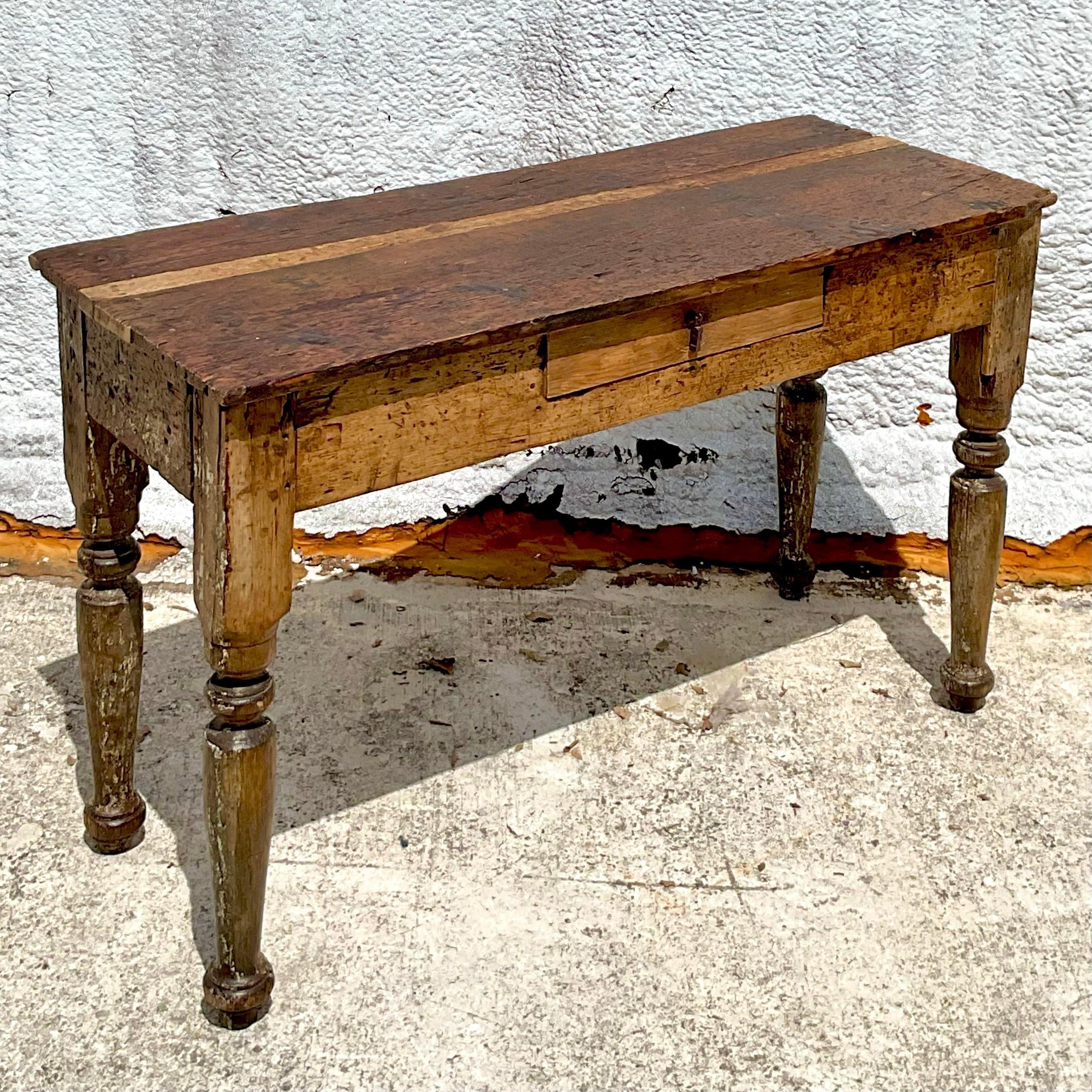 Vintage Boho French Farm House Konsolentisch (20. Jahrhundert)