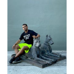 Vintage Boho French George Ducat Patinated Bronze Great Danes