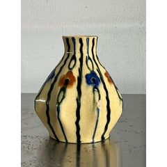 Vintage Boho French Glazed Ceramic Vase