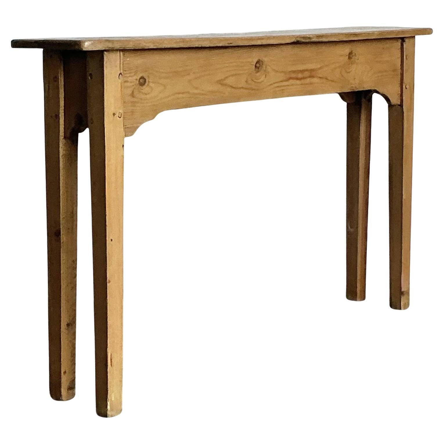 Vintage Boho French Knotty Pine Narrow Console