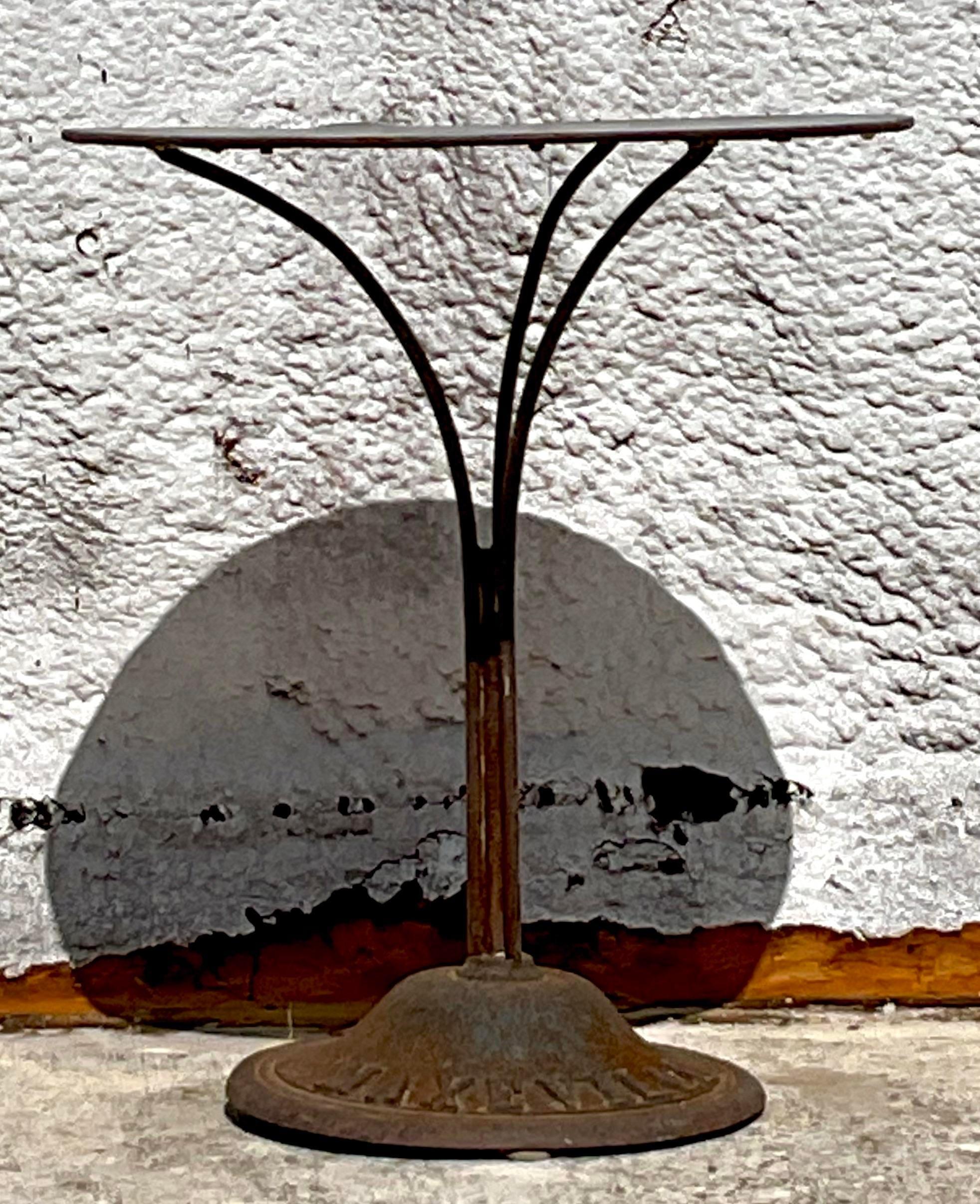 20th Century Vintage Boho French Metal Bistro Table For Sale