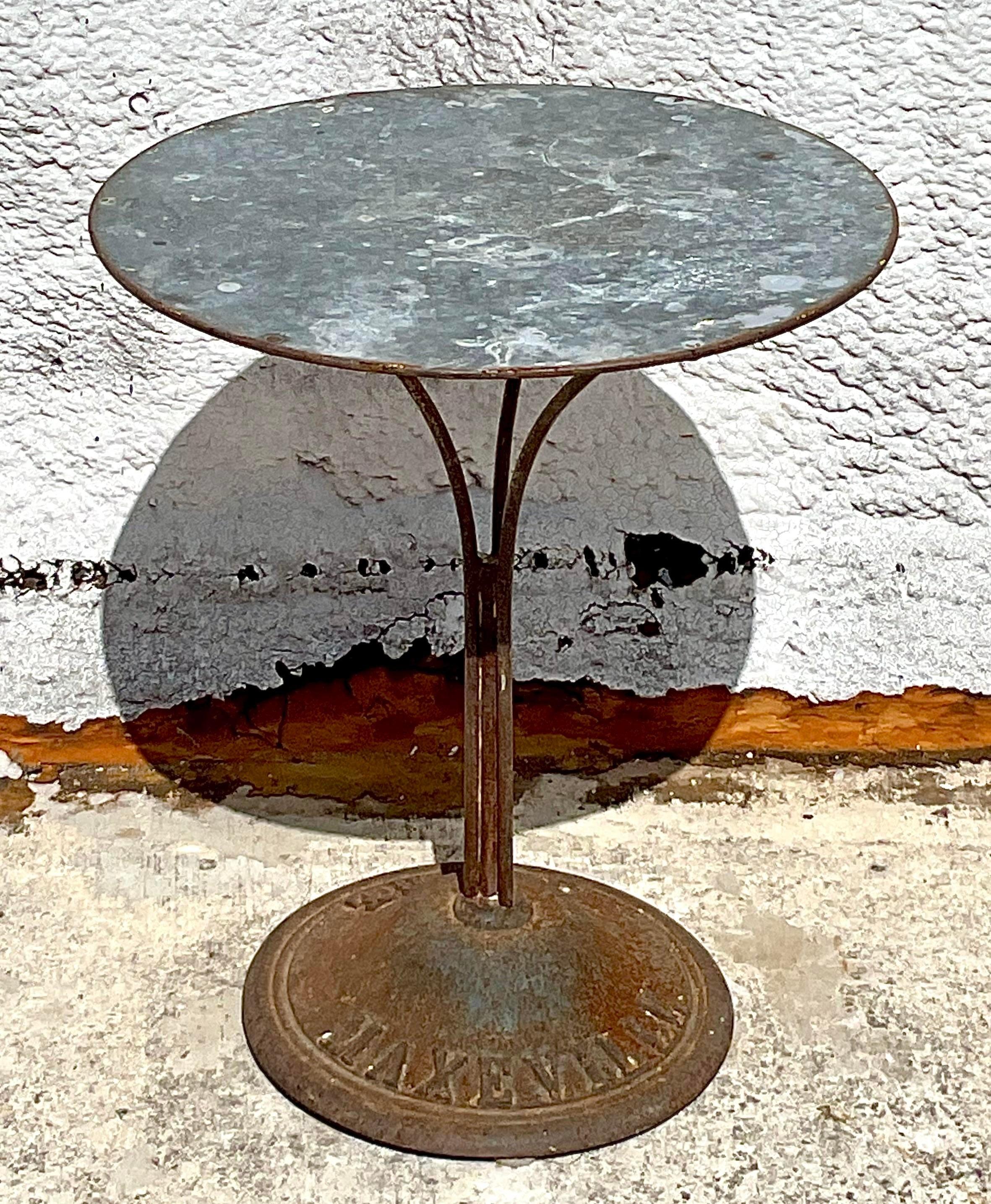 Vintage Boho French Metal Bistro Table For Sale 3
