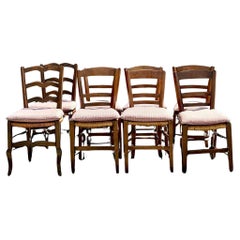 Vintage Boho French Mixed Rush Seat Dining Chairs Set of 10