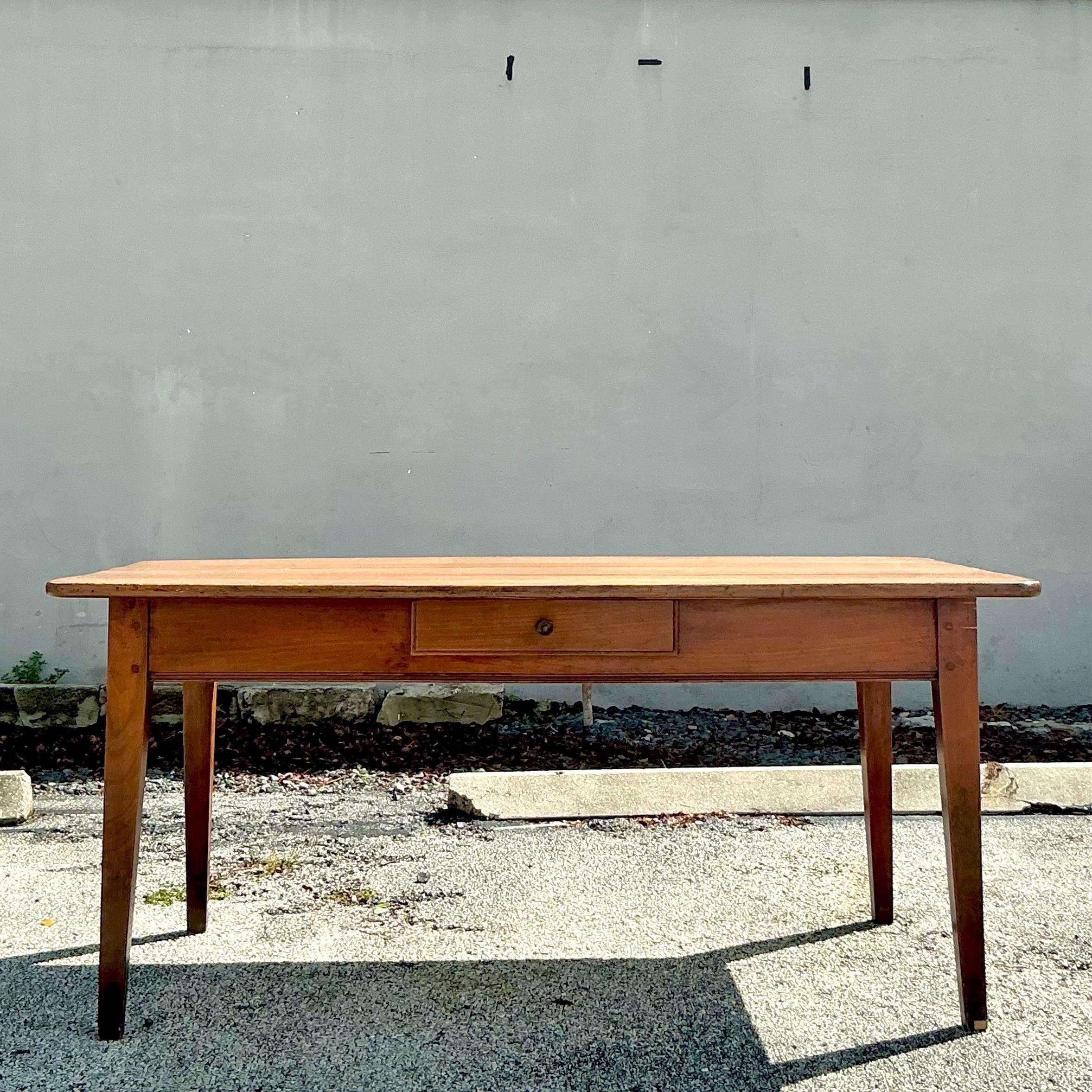 Table de ferme bohème vintage en planches françaises en vente 1