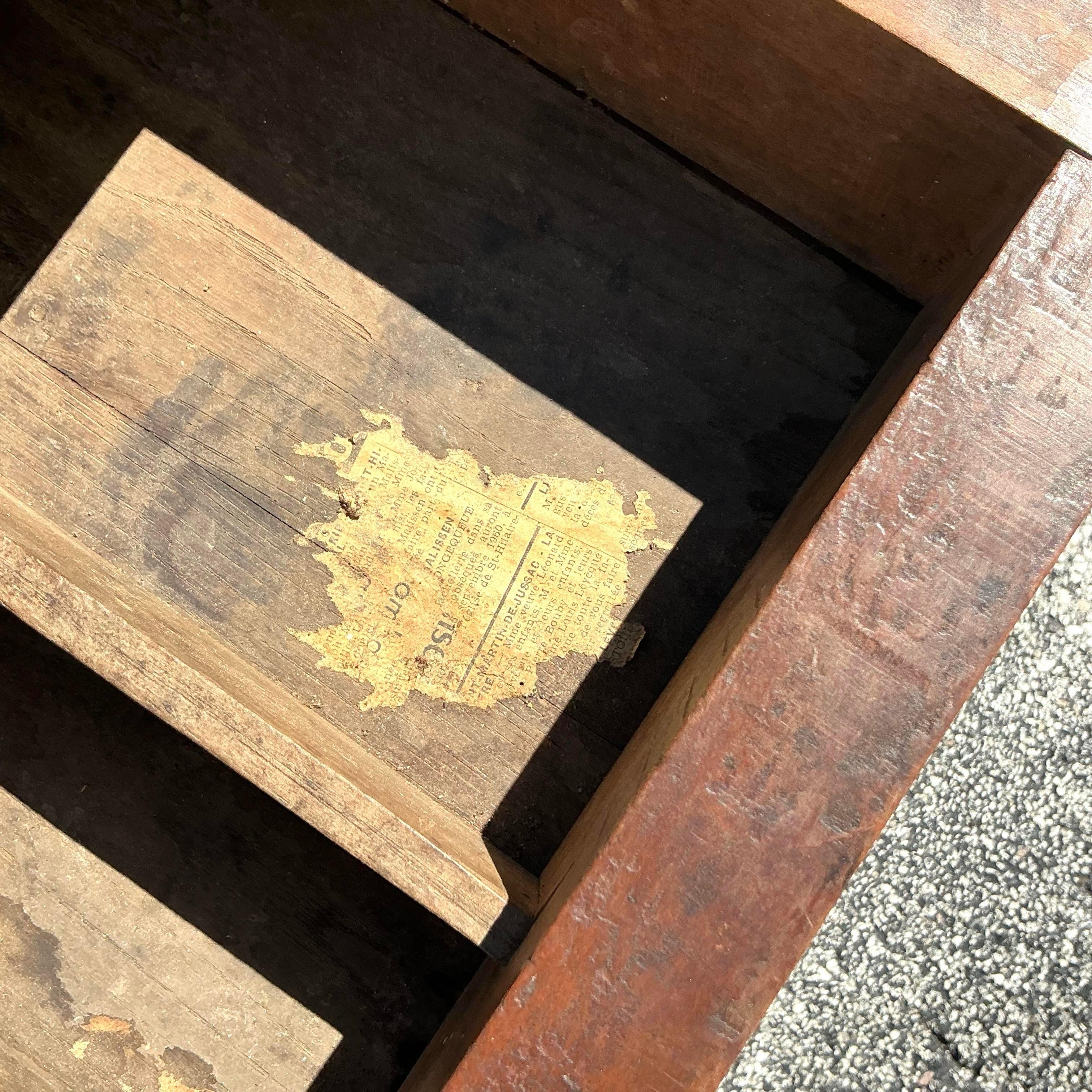 Table de ferme bohème vintage en planches françaises en vente 3