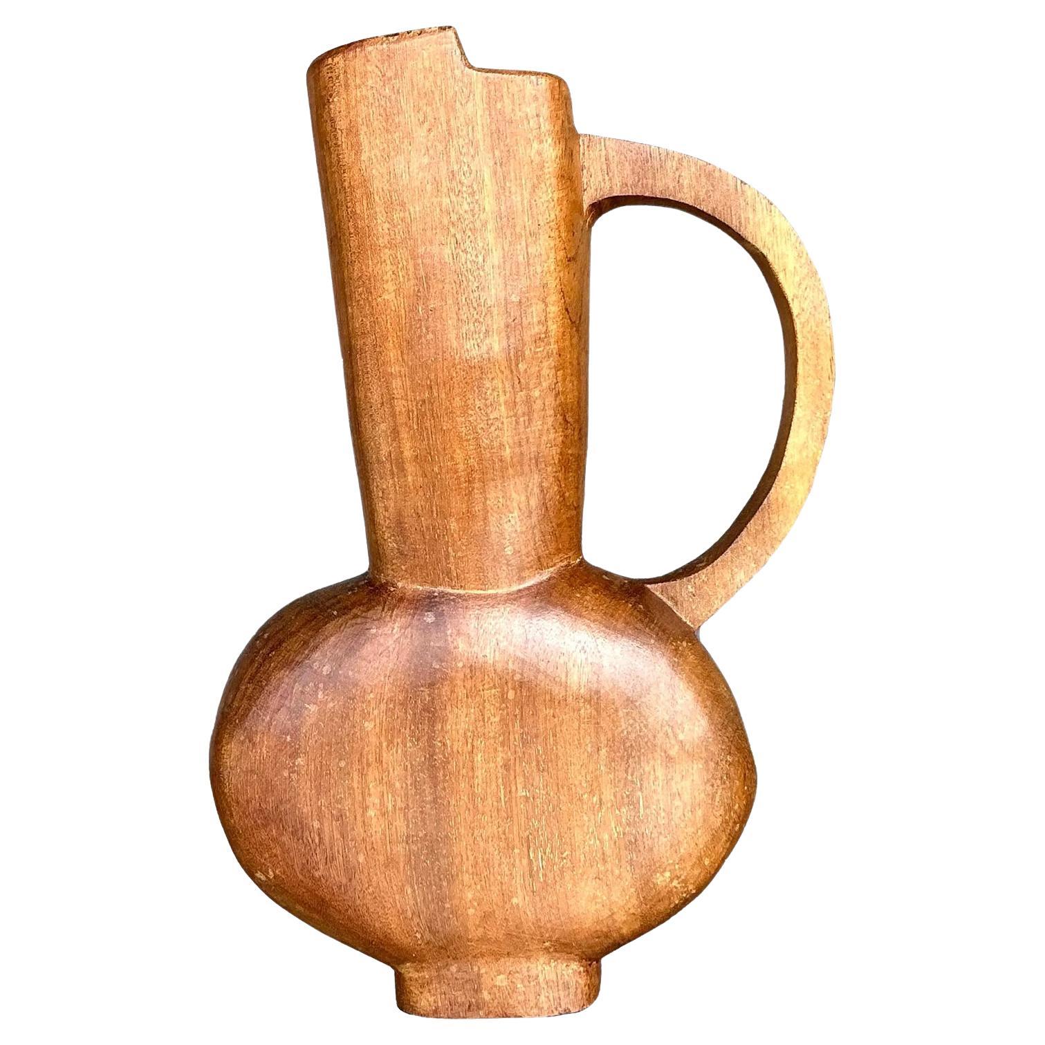 Vaso di legno francese vintage Boho