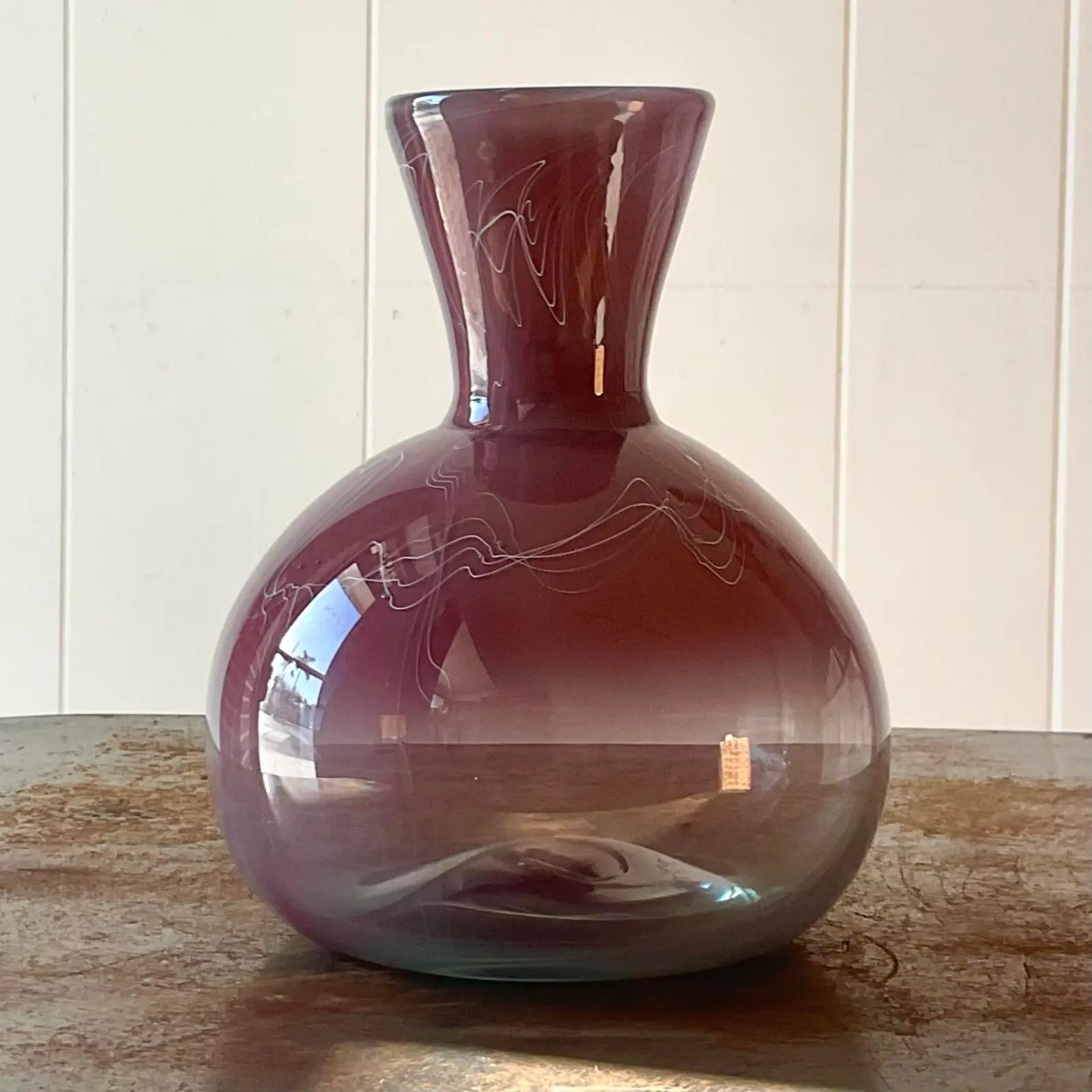 Américain Vase Boho vintage en verre fusionné en vente