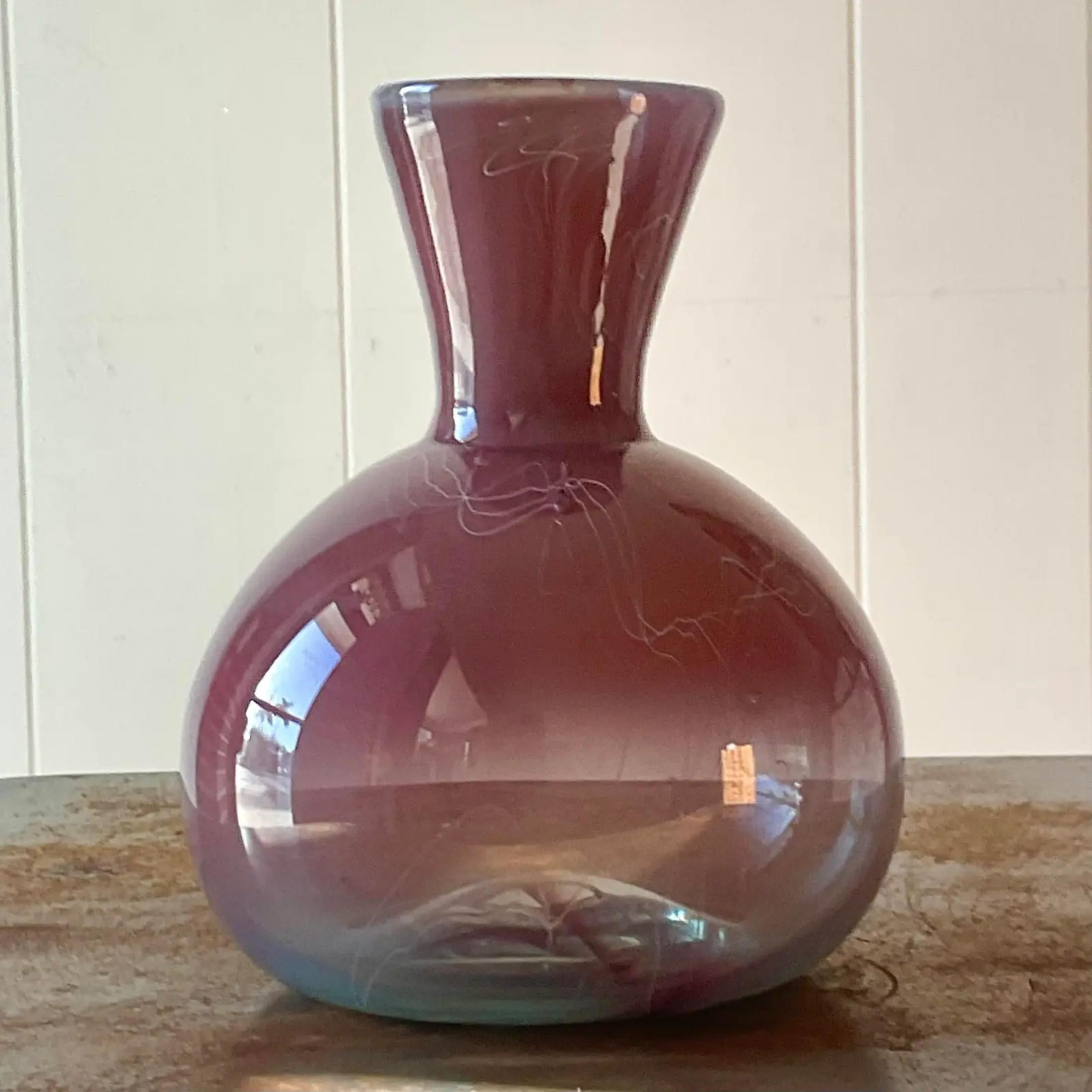 Vintage Boho Fused Glass Vase In Good Condition For Sale In west palm beach, FL