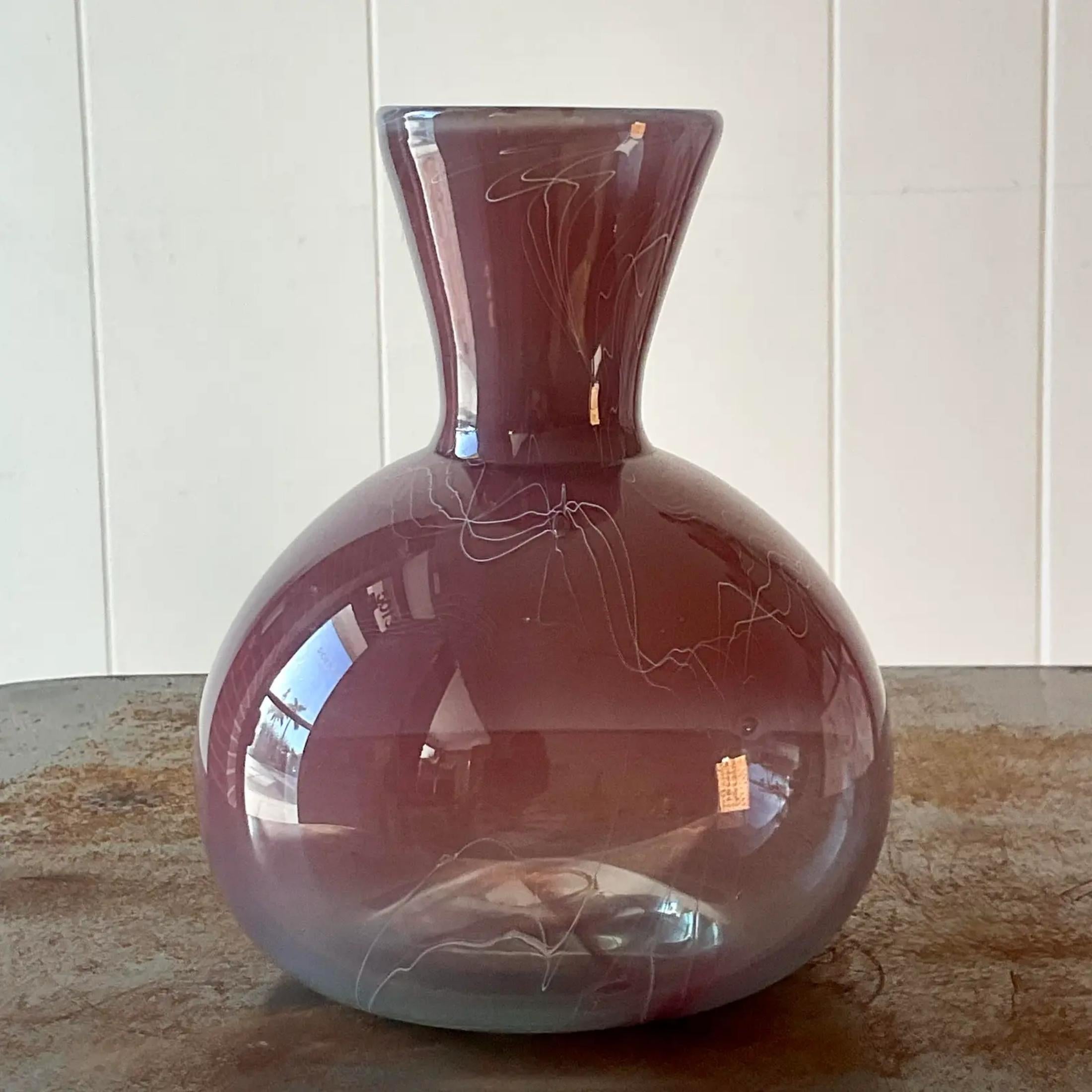 Contemporary Vintage Boho Fused Glass Vase For Sale