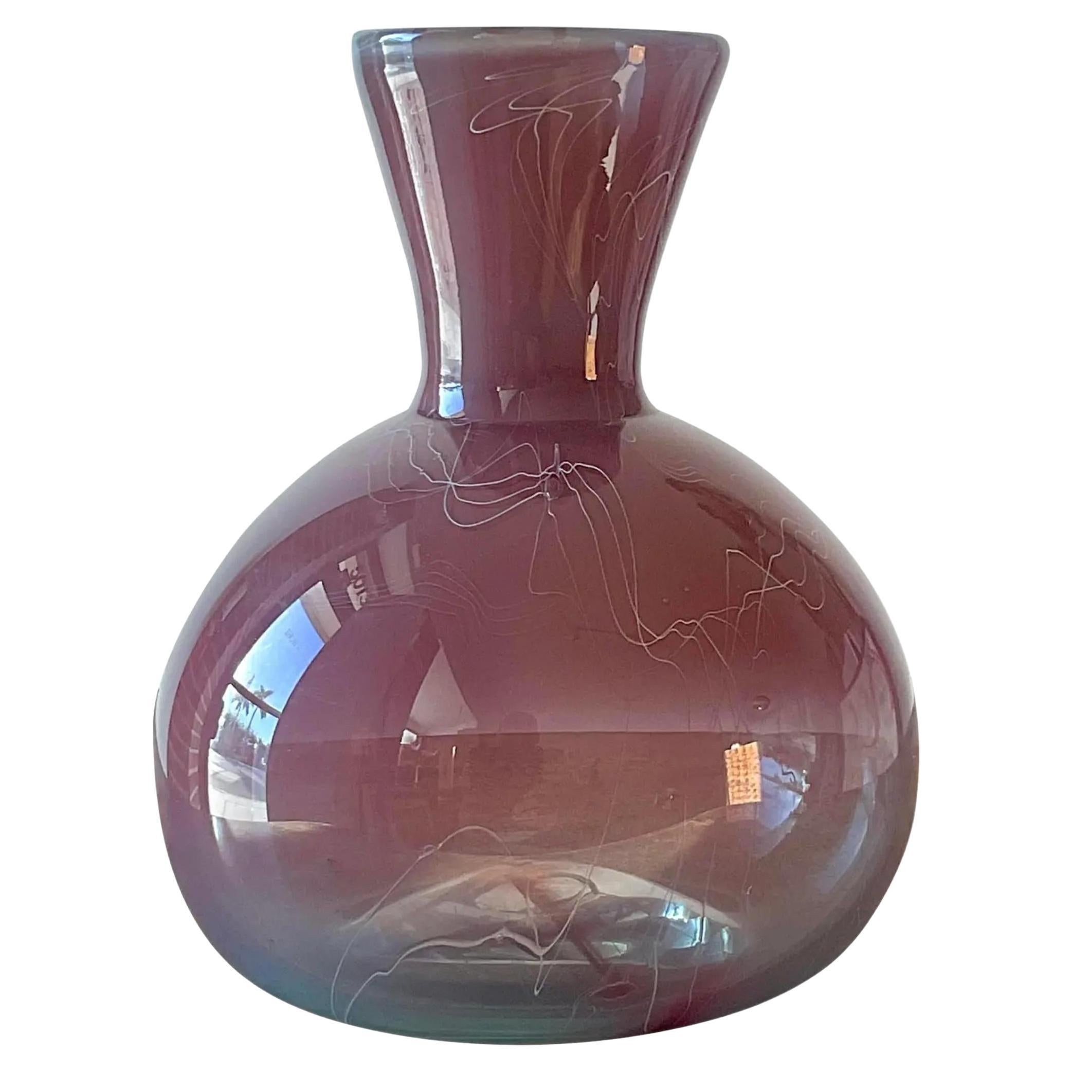Vintage Boho Fused Glass Vase For Sale