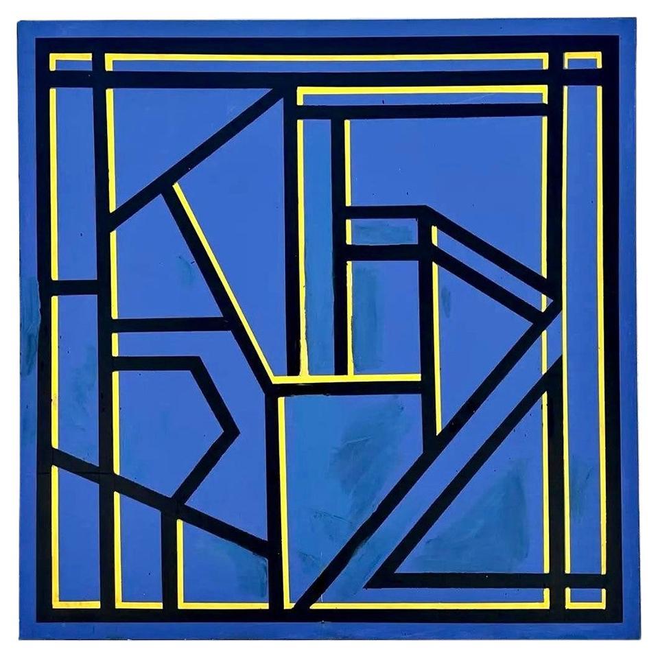 Pittura ad olio astratta geometrica vintage Boho su tela