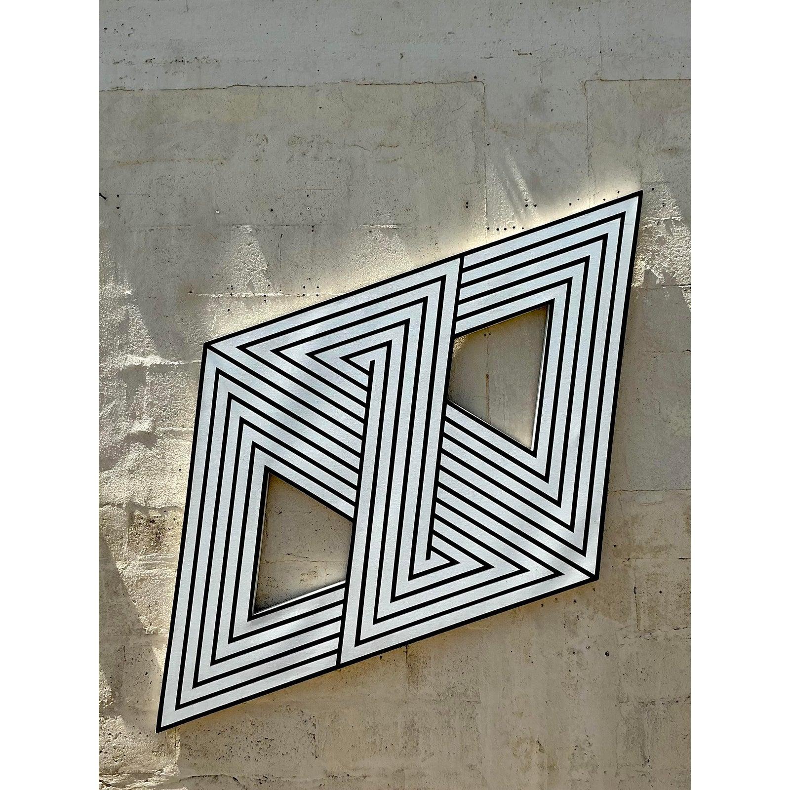 Vintage Boho Geometrisch Abstrakt auf Leinwand (amerikanisch) im Angebot