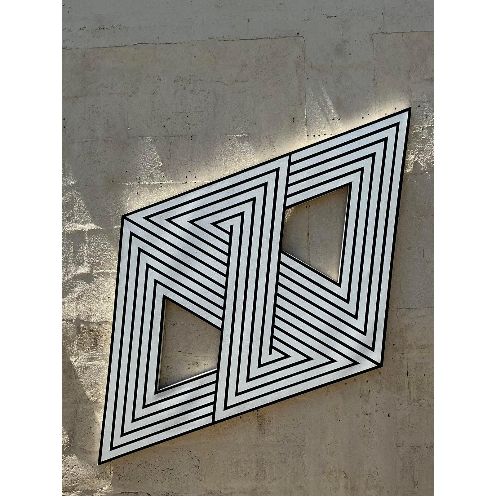 Vintage Boho Geometrisch Abstrakt auf Leinwand (20. Jahrhundert) im Angebot