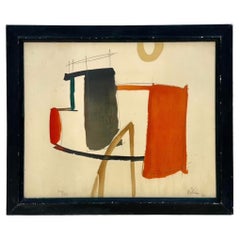 Vintage Boho Geometric Lithograph on Paper