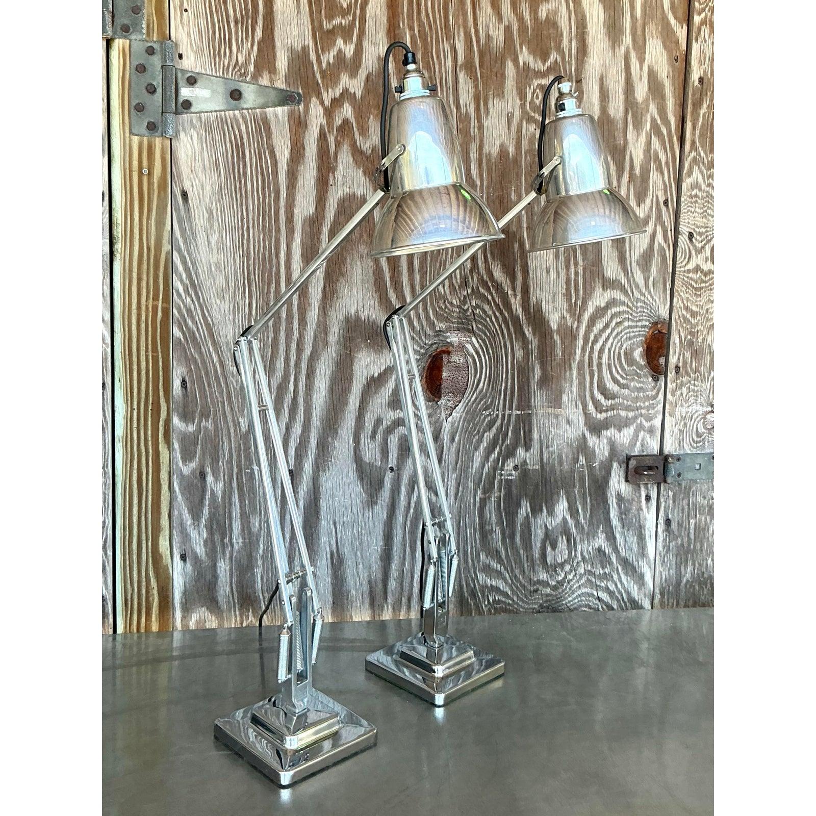 Industriel Lampes à col d'oie chromées vintage Boho George Carwardine pour Herbert Terry en vente