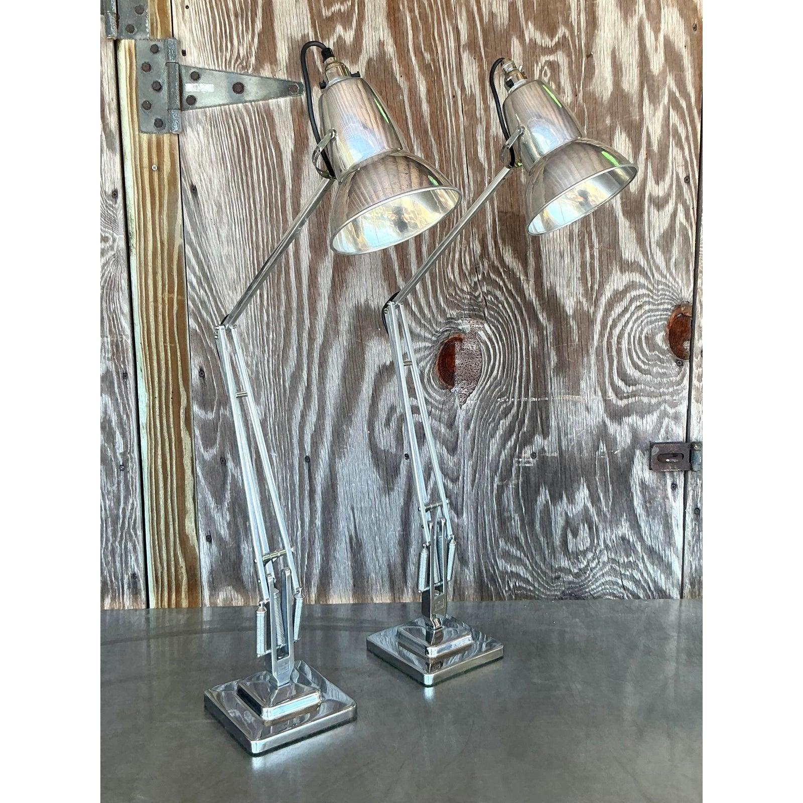 Britannique Lampes à col d'oie chromées vintage Boho George Carwardine pour Herbert Terry en vente