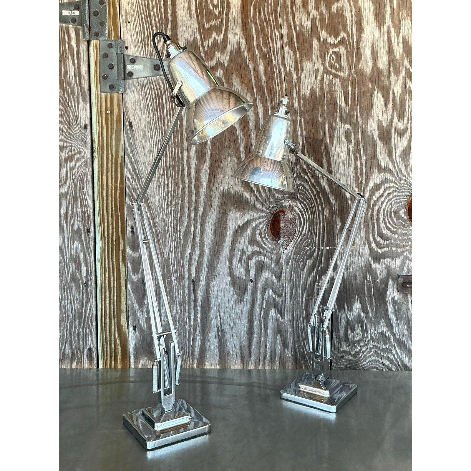 20ième siècle Lampes à col d'oie chromées vintage Boho George Carwardine pour Herbert Terry en vente
