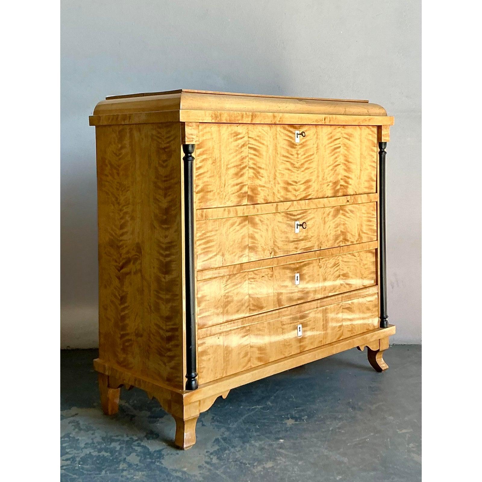 Vintage Boho Deutscher Biedermeier-Schreibtisch im Angebot 5