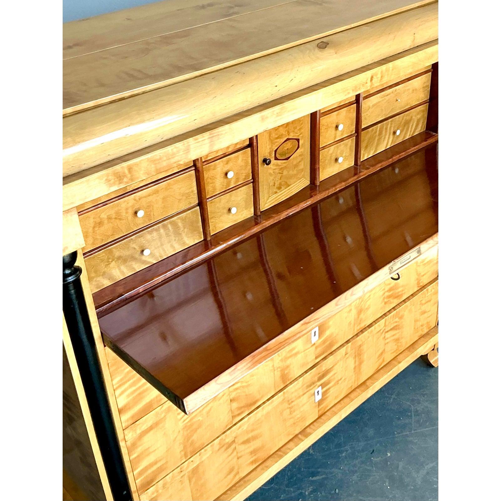 Vintage Boho Deutscher Biedermeier-Schreibtisch im Angebot 6