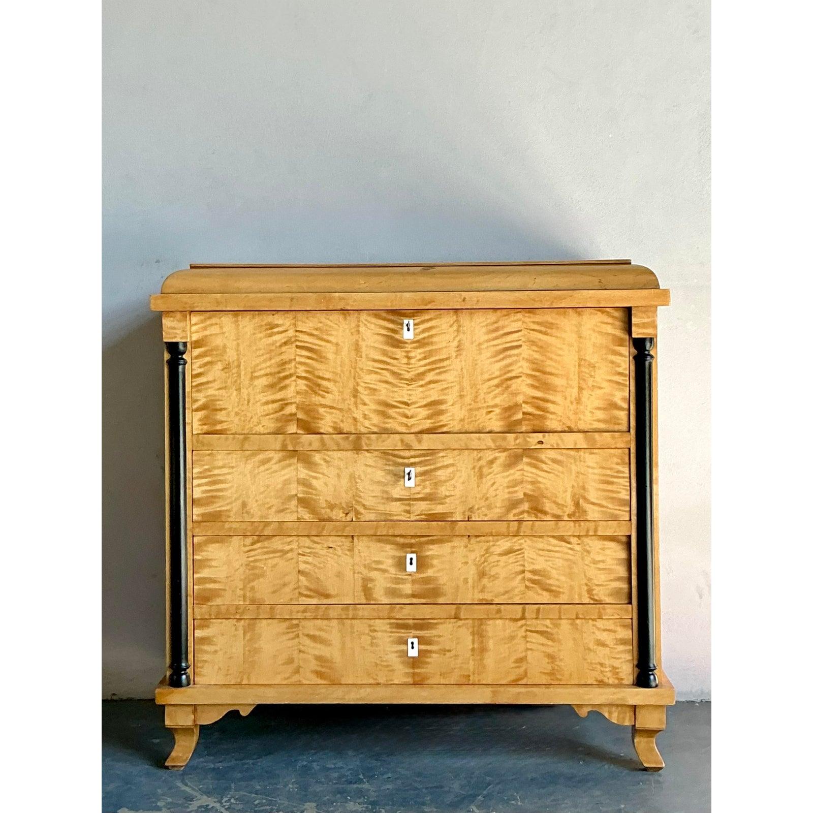 Vintage Boho Deutscher Biedermeier-Schreibtisch (Messing) im Angebot