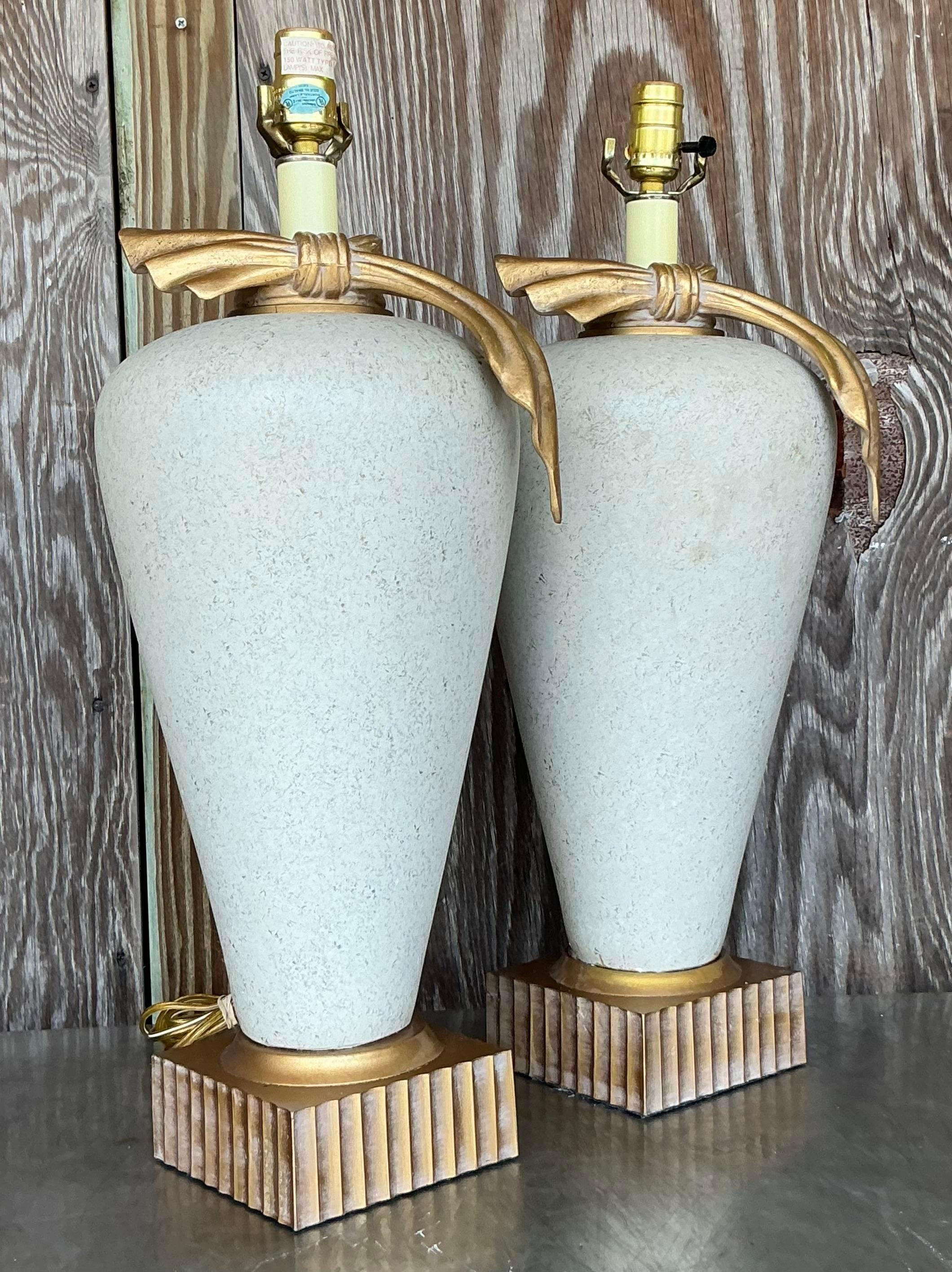 Lampade a fiocco dorate Boho d'epoca - una coppia in vendita 2