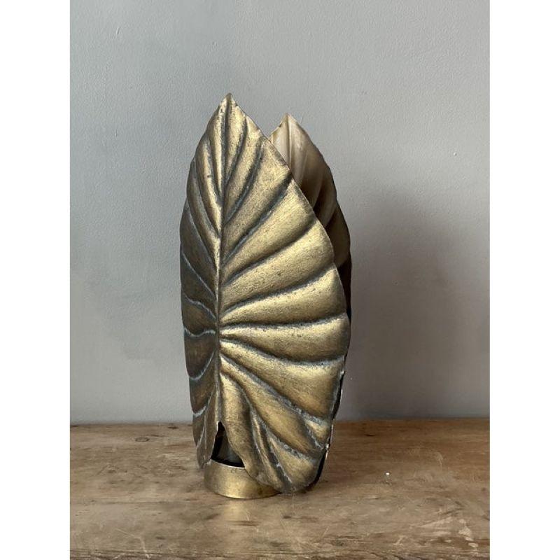 Hollywood Regency Vintage Boho Gilt Leaf Lantern For Sale