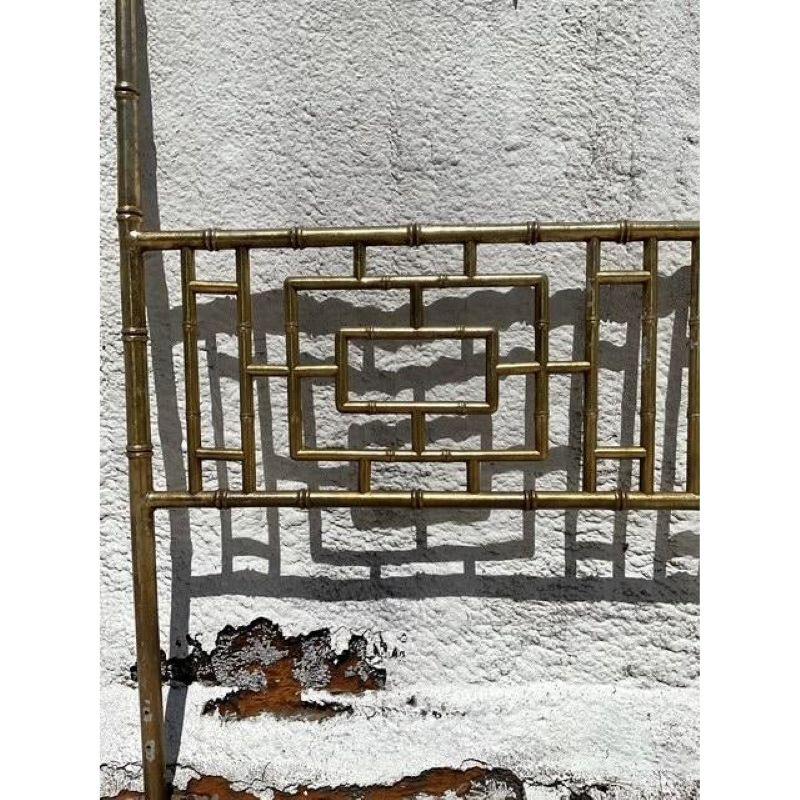 Vintage Boho Gilt Metal King Headboard For Sale 2